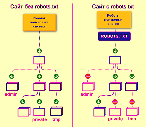 файл robots txt схема как выглядит сайт с robots.txt и без него